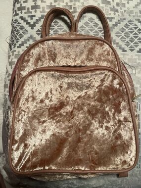 Plush Velvet Backpack - Rose Gold